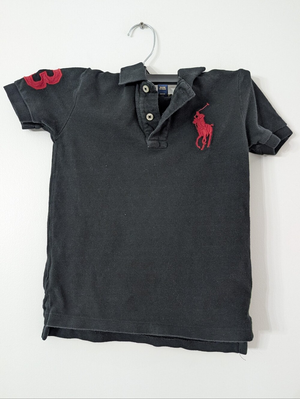 Polo Ralph Lauren Boys black Short Sleeve Big Pony Polo Shirt Size 6